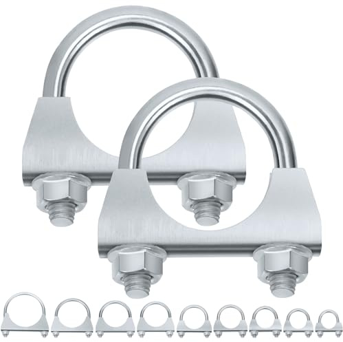 Swpeet Collier de serrage en U galvanisé pour pot d'échappement - 1-3/8,35 mm - Pour silencieux - Pince universelle robuste - Idéal pour raccord de tuyaux