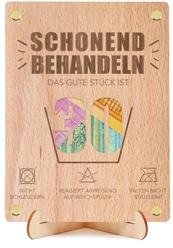 Sugeru Geldgeschenke Geburtstag Holz Geburtstagskarte, 30. Geburtstag Geldgeschenke Verpackung aus Holz inkl. Ständer, Witzige Konfirmation Geschenk für 30 Geburtstag Mann Frau (30. Geburtstags)