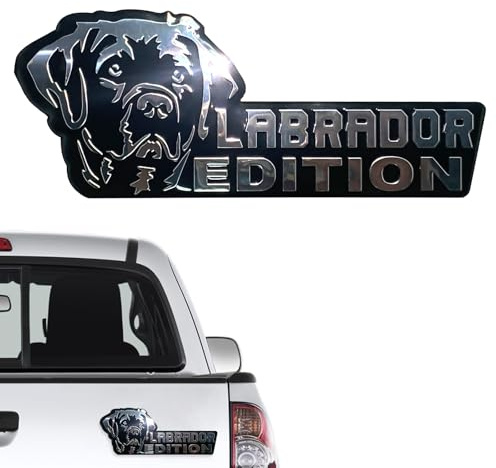 Queenik Dog Edition Car Badges, 3D Dog Car Badge Laser Cutting Car Emblem, Metal Car Exterior Emblems Badge,Cute Dogs Badge Rated Car Decals Bumper Stickers Decoration (Labrador)