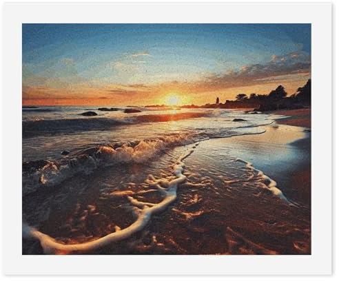 SKTNBM Digitales Ölgemälde, Sonnenuntergang am Strand, Ufer, Druck, DIY-Ölgemälde, Malen nach Zahlen für Erwachsene, personalisiertes Ölgemälde-Set