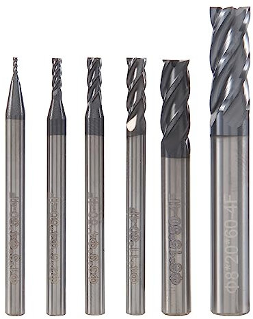 Jrifedptry Set di 6 frese a 4 scanalature, per acciai, in carburo CNC, fresa a spirale, diametro 1, 2, 3, 4, 6, 8 mm