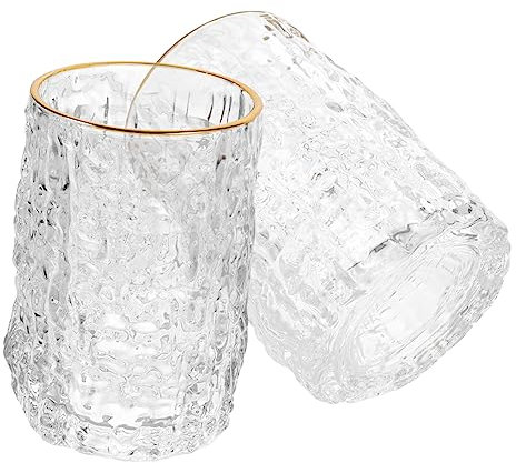 Cabilock Vasos de Vidrio Transparentes 2 Piezas Taza de Agua Decorativa Taza de Multifuncional Vaso Fiestas y Hogar Resistente a Altas