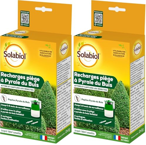 SOLABIOL Recharge Piège à Pyrale du buis - Etui 2 Seringues - Lutte Contre Les Papillons Mâles - Surveillance 6 Mois Pour 180m2 SORECBUISN (Lot de 2)