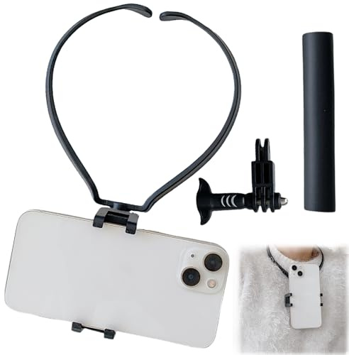 Ysnzaq Soporte Movil Cuello, con Clip Teléfono para iPhone GBZ Negro | VLOG/POV Soporte Movil Cuello, Soporte para Cuello para Cámara De Acción Teléfono, para iPhone, Samsung, GoPro