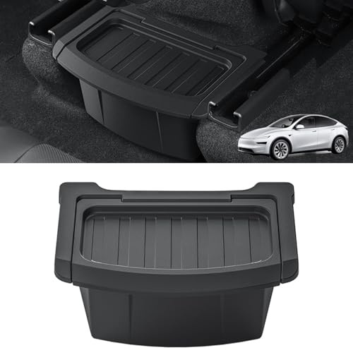 Organiseur de console centrale arrière pour Tesla New Model Y Juniper 2025 2026 - Accessoires pour console centrale arrière - Boîte de rangement au sol - Poubelle pour siège arrière - Rangement