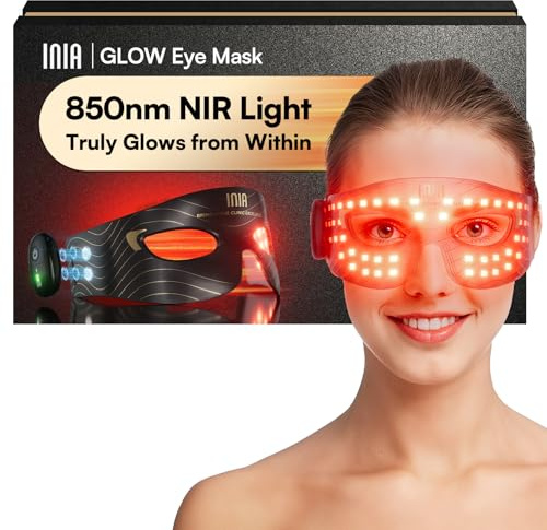 INIA Red Light Therapy Eye Mask for Under Eye Treatment & Rejuvenation - Skincare Device for Dark Circles, Wrinkles, Forehead Lines, Crow's Feet