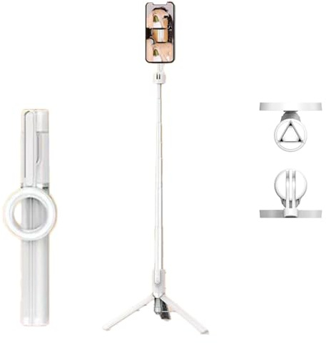 Trépied magnétique pour téléphone et perche à selfie extensible de 132,1 cm – Support de voyage portable avec télécommande, rotation à 360° pour l'enregistrement vidéo, les selfies et le streaming en