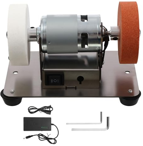Smerigliatrice da banco elettrica, Piccola levigatrice da banco da 96 W con 2 Mole Abrasive, levigatrice a Nastro elettrica con 7 velocità Regolabili, smerigliatrice da