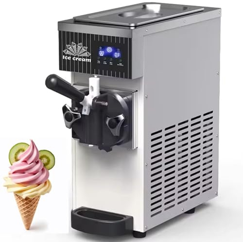 RETRIN Sorbetière Professionnelle pour La Maison 450 W Machine à Glace Italienne Comptoir,Débit 4-5 Kg/H,Trémie Réfrigérée 2,5L,Cuve De Congélation 1L,Nettoyage Automatique,écran LCD MilkyWhite