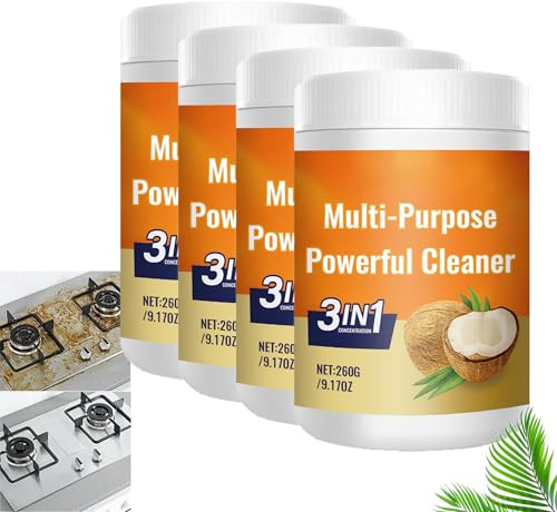 Pâte de nettoyage à l'huile de noix de coco, nettoyage tout usage, multi-dégraissant, élimine les taches sur micro-ondes, four, cuisinière, également pour salle de bain, douche, verre et évier, taches