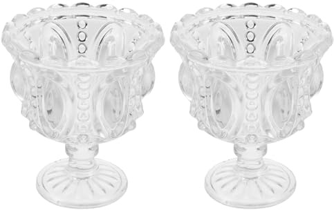 Garneck 2 Pièces coupes à dessert sur pieds tasses à pieds en verre parfaite verre à crème glacée Transparent