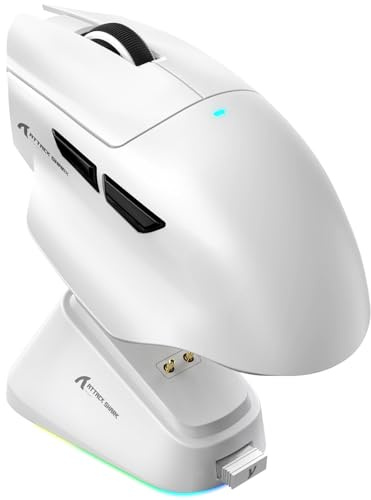 ATTACK SHARK V6 65g SUPERLIGHT Mouse with Magnetic Charging Dock, PixArt PAW3311 Gaming Sensor, 25000 DPI, 500 mAh Battery, BT/Wireless/Wired Ergonomic Mice with Thumb Rest, for Win11/Xbox/PS/Mac