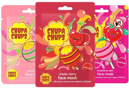 Fruity Face Mask 3-Pack – Moisturising Face Mask Set (Cherry, Peach, Strawberry) – Fun Beauty Gift & Travel-Friendly Skincare Pack