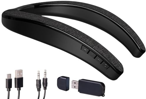 auvisio Headset: 2in1-Akku-TV-Nackenlautsprecher mit Bluetooth, Freisprechen, MP3 (Nacken Kopfhörer, Nackenbügel-Kopfhörer)