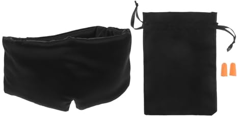 ifundom Antifaz para Dormir con Tapones Oídos y Bolsa de Almacenamiento Antifaz de Seda Sintética Bloqueador de Luz Diseño de Diadema Ajustable para Viajes y Siestas