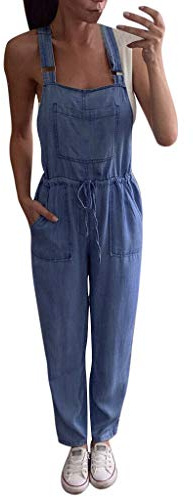 Générique Salopettes Femme Salopette Jean Pantalons Chic Vêtement Patte D'Elephant Jardinage Jumpsuit Été Combishort Sarouel Large Ete Fluide Jeans Travail Combinaisons