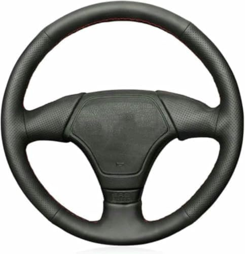 Generisch Handgenähter Lenkradbezug aus Schwarzem Für BMW 3er E36 E46, 5er E39, 8er E31 Lenkradschutzhülle Schwarz, Türgriffabdeckung