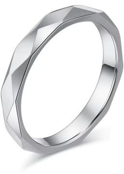 Herrring i rostfritt stål, geometrisk band, 4 mm, silver, storlek 11