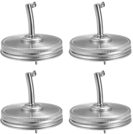 Beaupretty Set 4 Beccucci Oliera in Acciaio Inossidabile con Guarnizione Silicone, Coperchi Ricambio per Barattoli Condimenti, Versatori Olio Aceto Liquidi per Casa Cucina Ristorante Bar