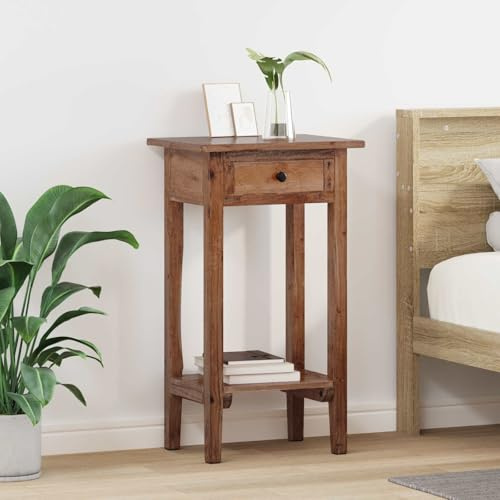 Supporto per piante in legno di mogano marrone, 34 x 25 x 52 cm, con cassetto per balcone, terrazza, giardino, scala rustica per piante e fiori per interni ed esterni
