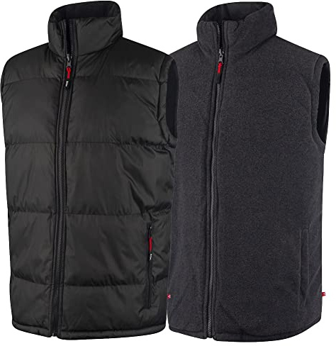 Lee Cooper Workwear LCVST702 herr arbete säkerhet vändbar vadderad kroppsvärmare godsväst, X-Large, Svart/grå, 1