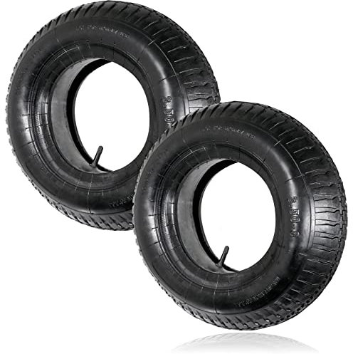 Spares2go Wheelbarrow Wheel Tyre and 35PSi Inner Tube (3.50-8, Pack of 2)