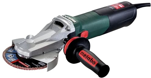 metabo WEF 15-125 Quick Flachkopf-Winkelschleifer, 1550 W, 125 mm Ø | Fuer enge Winkel bis 43 Grad, Marathon-Motor, TC-Elektronik, inkl. Schutzhaube, VibraTech Griff und Schleifteller P60