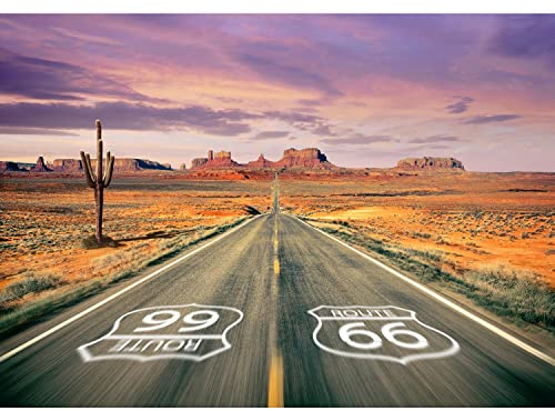 Runa Art Carta da parati fotografica 396 x 280 cm route 66 | Vello Decorazione Murale Soggiorno Camera Da Letto | Manifattura tedesca | Viola Marrone Grigio 9046012a
