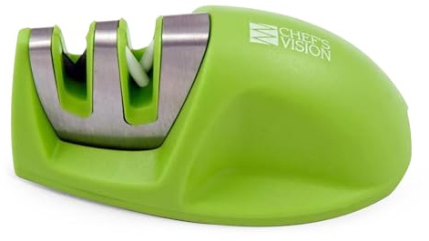 Chef's Vision SmarterEdge Kitchen Knife Sharpener - Green - Dual-Groove Knife Sharpener for Precision Blade Maintenance - Compact, Stylish, and Versatile Knife Sharpeners for Home and Professional Use