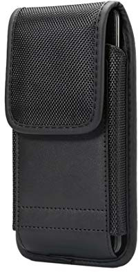 Cellphone Waist Bag with Card Holder, Mens Leather Holster Case with Belt Clip, 6.5 Vertical Tactical EDC Leather Phone Holster Pouch with Belt Loop Carrying Case Waist Bag Cellphone Card Holder