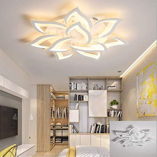 FUMIMID LED Deckenlampe Blume Kreative Deckenleuchte Innen Decken Beleuchtung Für Schlafzimmer Wohnzimmer Mit Küche Esszimmer Weiß Acryl Lampenschirm Dekorative Lampe,10 Heads