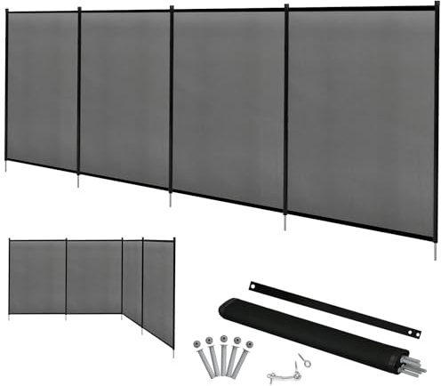 RELAX4LIFE Recinzione di Sicurezza per Piscina Rimovibile 366 x 122 cm | Barriera Protettiva per Bambini e Animali Domestici, Rete in Textilene Resistente con Pali in Alluminio Verniciato