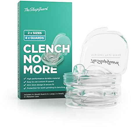 TheSleepGuard Mouth Guard for Clenching Teeth at Night [Pack of 4, Small & Large Sizes] – Custom Night Guards for Teeth Grinding – Nighttime Protection During Sleep for Men and Women