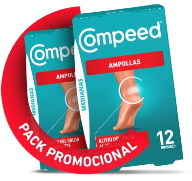 COMPEED Ampollas Medianas, Apósitos Hidrocoloides Contra Rozaduras, Pack 2 x 12 uds.
