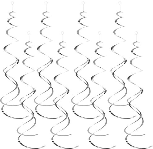 MINSHUXI 30 Pezzi Decorazioni a Spirale Pendenti a Spirale Turbinio Filanti da Appendere Ornamento a Spirale per Matrimonio,Compleanno,San Valentino,Natale(Argento)
