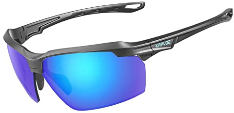 KAPVOE Fahrradbrille Polarisiert Sonnenbrille Sportbrille MTB Brille Radbrille Herren Damen Rennrad Radsport Laufen Golf Fahrerbrille Baseball Angeln K87