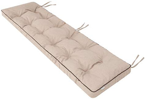 Bankauflage für Gartenbank, Polsterauflage, Sitzkissen, Bankkissen, Bankpolster mit 8 cm Dicke Polsterung, Auflage für Bänke, Made in EU - 120x50 cm - beige