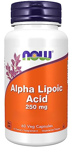 Now Foods, Alpha-Lipoic Acid, 250 mg, Altamente Dosato, 60 Capsule vegane, Testato in Laboratorio, Senza Glutine, Vegetariano, Senza Soia, Non OGM