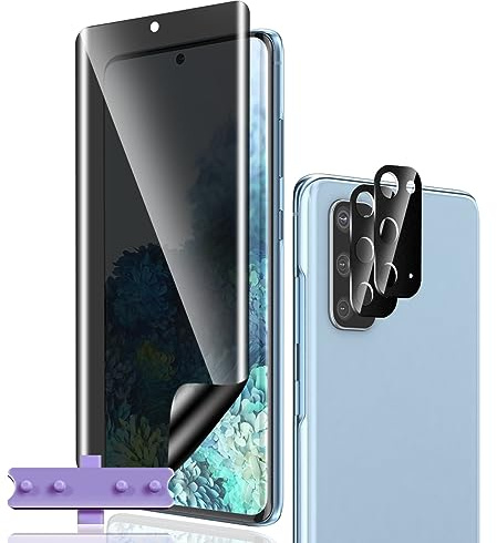 Phlleyaa Sichtschutz Schutzfolie für Galaxy S20,Weich TPU Displayschutz 1 Stück mit 2 Stück Panzer Schutz Glas Kameraschutz,Einfache Montage Anti Spy für Panzerglas für Galaxy S20
