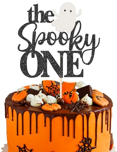 1 Packung The Spooky One-Kuchenaufsatz mit Glitzer, Halloween-Geburtstag, Cupcake-Picks, 1. Geburtstag, Tortendekorationen für Halloween, Kindergeburtstag, Partyzubehör, Schwarz