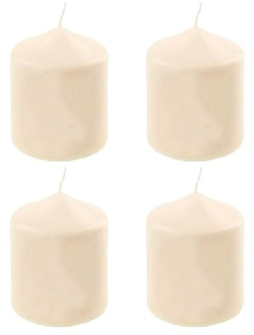 Tradineur - Pack de 4 velas taco con aroma a vainilla, velón de cera perfumada, larga duración: 24 horas, aromaterapia, decoración del hogar (Vanilla Cream - 7 x 5,6 cm)