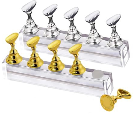 2 set Acryl Nägel Kunst Praxis Ständer, Magnetische Nagelspitzen Halter Training Fingernagel Display Ständer, Nagelübungsständer, Nagelspitzen Übungshalter, Nägel Tipps Halter für Nagelspitzen Übung