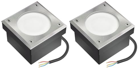 ledscom.de 2x GX53 luz empotrada en el suelo para adoquines NEOLUM para exteriores, IP67, angular, 10 x10cm, incl. pinza para lámpara