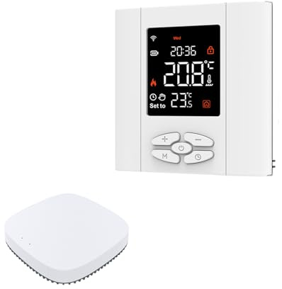 Qiumi Zigbee Thermostat pour chaudière à gaz/eau individuelle Fonctionne avec Alexa Google Home Contact sec alimenté par batterie