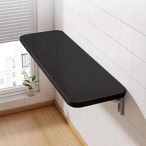 OHMG Esstisch, Wandklapptisch, klappbarer Esstisch, Wandmontage, klappbarer Schreibtisch, für die Wand im Büro, Küche, Esszimmer (schwarz, 60 x 30 x 1,6 cm)
