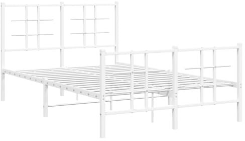 vidaXL Bettgestell Metall, Bett mit Kopfteil Fußteil, Bettrahmen mit viel Stauraum, Metallbett Gästebett Doppelbett, Weiß 120x200cm