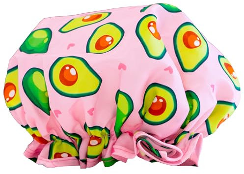SMUG Shower Cap | Waterproof Shower Cap with Elastic Lining | Three Prints Available | Showers, Cooking, Spa Salon, Sleeping, Makeup | Shower Caps For Women UK Long Hair Short Hair | Avocado