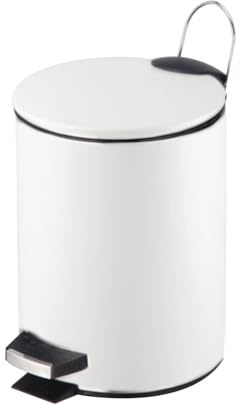 Papelera Baño Con Tapa de Metal 3L - Cubo de Basura Para Cocina, Habitación, Baño (Blanco)