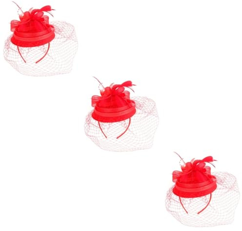 FRCOLOR 3 Pièces chapeau de thé pince à cheveux de mariage fascinateur mini chapeau pinces cheveu Bandeau casquettes pinces à cheveux chapeaux de thé fascinateur rétro plume artificielle
