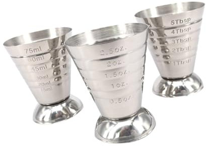 COLLBATH 3piezas Taza Medidora Unidades Acero Inoxidable Para Bebidas Mixtas Anillos De Cantidad